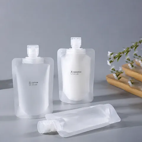 Transparent Travel Portable Sub Packaging Bag Plastic Liquid Lotion Cosmetic Storage Bag With Spout Sealing Design