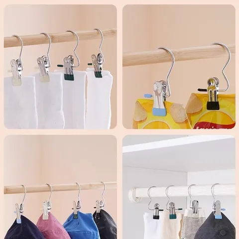 Draagbare Roestvrij Stalen Haakclips Multifunctionele Utility Hanger Clips Met Draaibare Haak Voor Hoed Broek Thuis Opslag