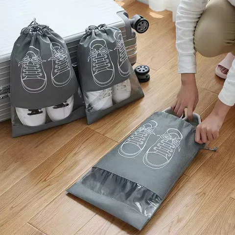Borsa per Scarpe Antipolvere in PP Non Tessuto con Cordoncino Copriscarpe Organizer da Viaggio Portatile Borsa per Scarpe per Casa Viaggi