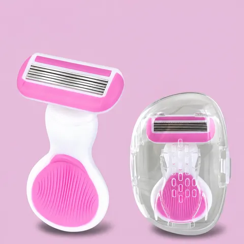 Draagbaar plastic haarverwijderingsscheermes voor dames met opbergdoos en meerlaagse mesjes