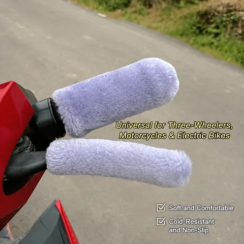 Winter Warm Motorcycle Electric Bike Handlebar Covers Thickened Plush Non-Slip Thermal Handle Muffs For Scooter