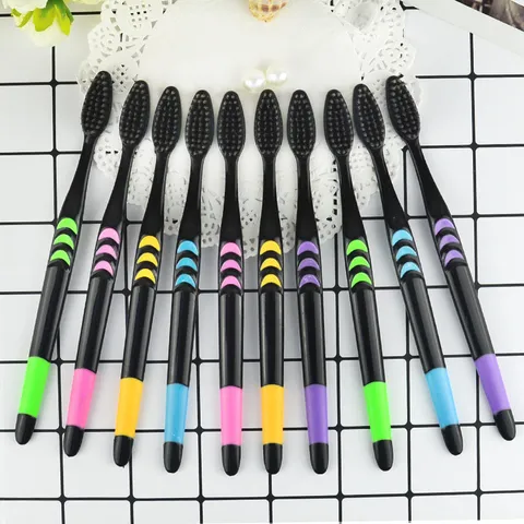Family Soft Toothbrush Bamboo Charcoal Ultra Fine Bristles Anti Slip Handle Oral Cleaning Dental Care Tooth Brush