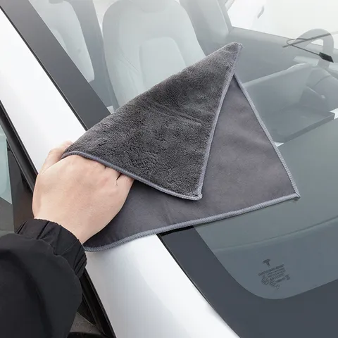 Asciugamano per Autolavaggio in Pile Corallo Scamosciato Grigio Scuro Panno di Pulizia Super Assorbente Rinforzato Per Pulizia Auto Casa