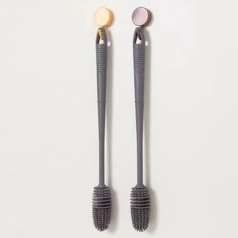 Silicone Long Handle Cup Cleaning Brush Bottle Cleaning Brush With Soft Silicone Bristles And Hanging Hole For Kitchen Home Use
