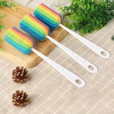 Hanging Kitchen Colorful Cup Brush Long Handle Bottle Brush Sponge Cleaning Brush