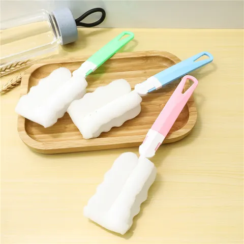 Cepillo de Esponja de Mango Largo Ergonómico Cepillo de Limpieza de Botellas para Taza de Agua de Vidrio Cocina del Hogar