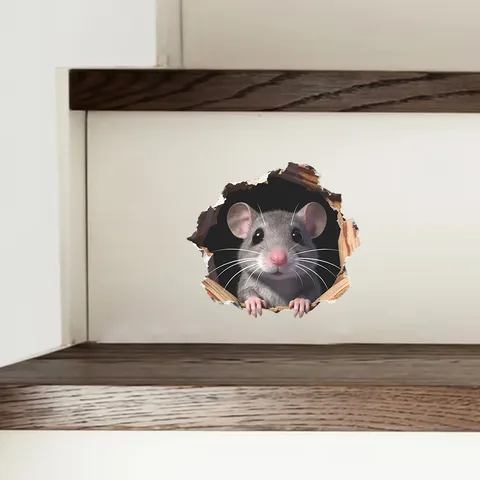 3D Visual Mouse Wall Sticker PVC Waterproof Fairytale Mouse Hole Sticker For Bedroom Bathroom Stairs Home Decor Mural