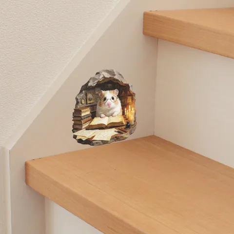 3D Visual Mouse Wall Sticker PVC Waterproof Fairytale Mouse Hole Sticker For Bedroom Bathroom Stairs Home Decor Mural