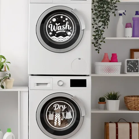 Wash And Dry Waschküche Wandtattoos Modern Minimalistisch PVC Selbstklebend Wasserdicht Wandaufkleber Zuhause Kunst Worte Wandbilder Dekoration