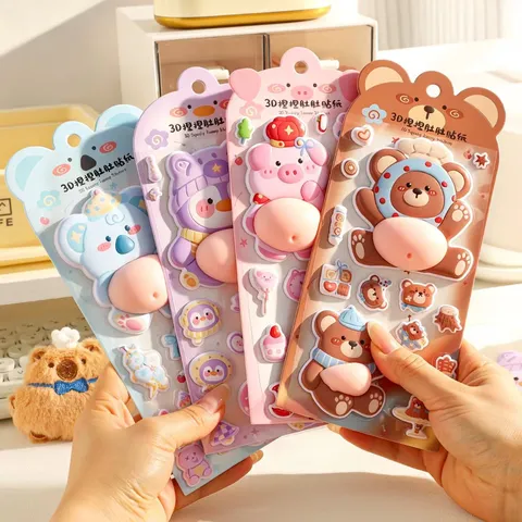 Leuke Cartoon Dier 3D Schuimsticker Dagboek Decoratief Materiaal Decompressie Sticker