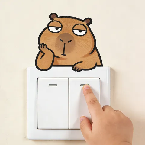 Kreatives Cartoon Wasserschwein Wandtattoo PVC Selbstklebender Lichtschalter Aufkleber Für Badezimmer Wohnzimmer Haus Dekor Sticker