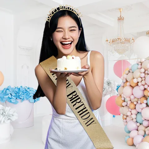Happy Birthday Rhinestone Headband And Sash Set For Girls Birthday Party Decorations Glitter Birthday Queen Party Favors Accessories