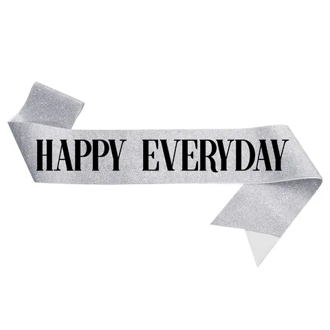 Happy Everyday Silver Glitter Party Sash Bronzing Etiquette Belt Sparkling Costume Accessory For Birthday Celebration Event Decoration