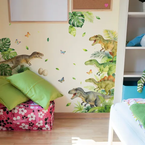 Dinosaurier Zeitalter Dschungel Wandaufkleber PVC Selbstklebend Wasserdicht Deko Für Schlafzimmer Wohnzimmer Kinderzimmer