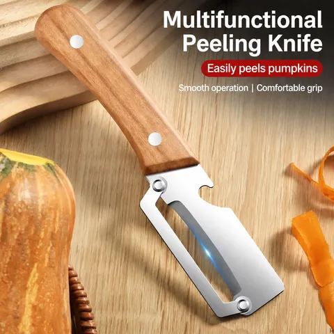 Multifunctional Stainless Steel Vegetable Peeler Wooden And Plastic Handle Fruit Peeler Kitchen Gadget Slicing Tool