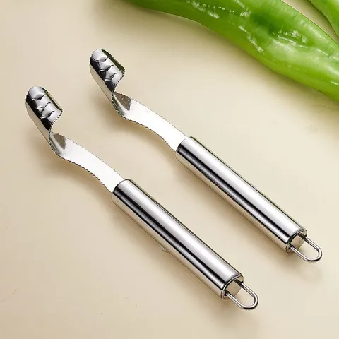 Stainless Steel Pepper Corer Tool Kitchen Jalapeno Seed Remover with Serrated Edge and Hanging Loop for Cooking Home Gadgets