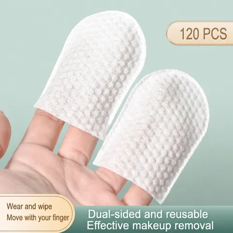 Algodón Desmaquillante de Dedo en Forma de U Desechable Textura de Perla Espesada Toallitas de Limpieza Facial Herramientas de Belleza