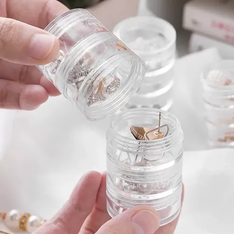 Boîte de Rangement de Bijoux Rotative Transparente à 5 Couches Mini Organisateur Cosmétique en Plastique Transparent pour Boucles d'Oreilles