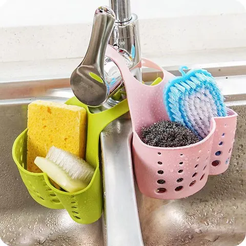 Creatief Verstelbare Drukknop Spoelbak Opslagmand Keuken Kraan Spons Afvoer Hangende Tas Plastic Keuken Organizer