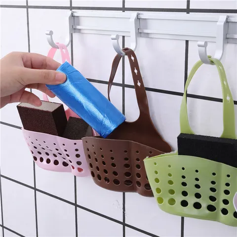 Creatief Verstelbare Drukknop Spoelbak Opslagmand Keuken Kraan Spons Afvoer Hangende Tas Plastic Keuken Organizer