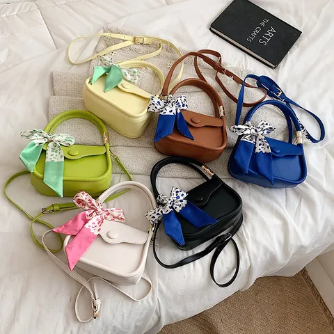 Damen Nische Design Satteltasche Mode Knödel Handtasche PU Leder Schulter Umhängetasche Mit Seidenschal Dekoration
