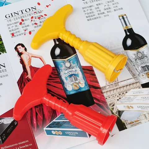 Creative Plastic Red Wine Bottle Opener Portable T Shaped Manual Corkscrew Kitchen Bar Drinkware Tool