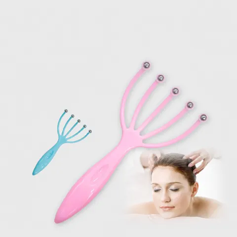 Manual Head Scalp Massager Five Claw Relaxing Tool Portable Plastic Handle With Metal Rolling Beads For Daily Health Care Relax
