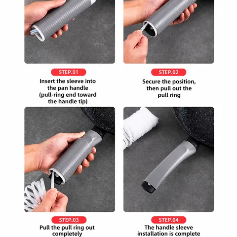Wok Pot Handle Cover Heat Resistant Rubber Silicone Anti Scalding Handle Protector For Frying Pan Kitchen Tool