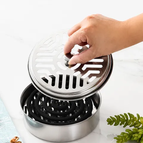 Edelstahl Moskitospirale Halter Schale Abgedeckt Aschenbecher Feuerfest Verbrühungssicher Räuchergefäß Für Zuhause Outdoor