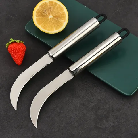 Stainless Steel Fruit Knife Curved Banana Peeler Sharp Blade Kitchen Fruit Cutting Tool Ergonomic Handle