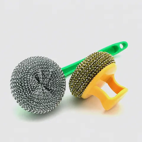 Kitchen Cleaning Brush With Handle Removable Pot Cleaning Ball Non-Stick Pan Scrubber Household Cleaning Tool