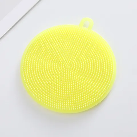 Kitchen Silicone Dishwashing Brush Multi-Color Round Scrubbing Brush Flexible Cleaning Tool For Dishes Pots Pans