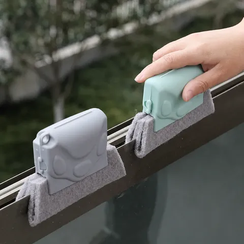 Household Window Groove Cleaning Brush Multi Functional Crevice Cleaning Tool With Scouring Pad For Home