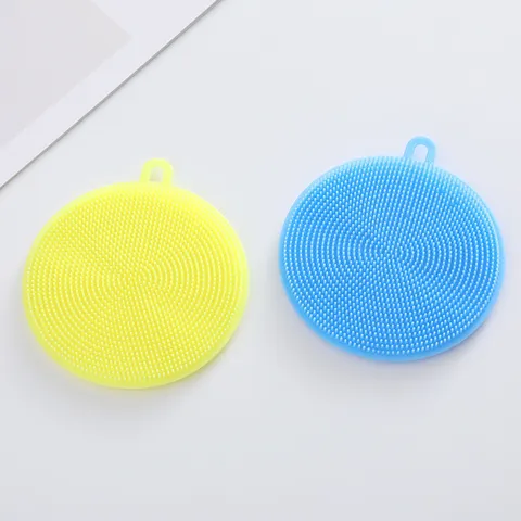 Kitchen Silicone Dishwashing Brush Multi-Color Round Scrubbing Brush Flexible Cleaning Tool For Dishes Pots Pans