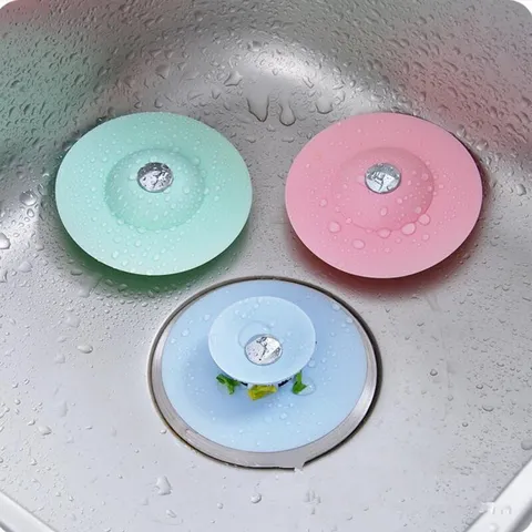 Silicone Floor Drain Cover Sink Strainer Press Type Deodorant Anti-Clogging Filter Plug for Kitchen Bathroom