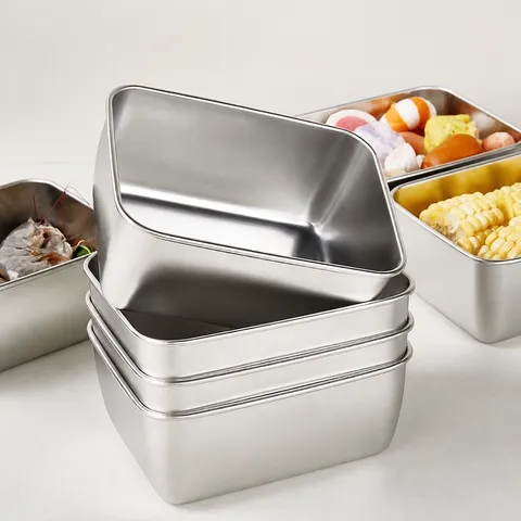 Stainless Steel Food Storage Container With Lid Airtight Meal Prep Box Kitchen Refrigerator Sealed Jar Metal Lunch Box