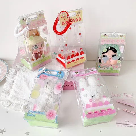 Ins Style Cake PVC Transparent Doll Display Bag Dustproof Storage Bag Cotton Doll Hanging Bag Portable Pouch