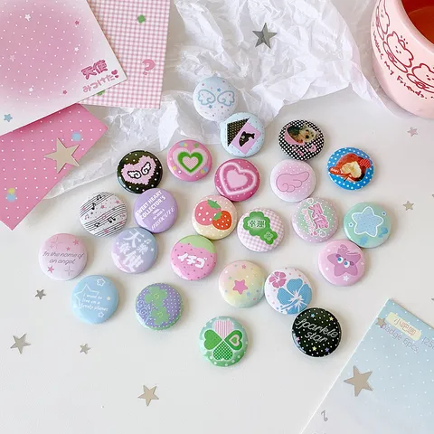 Original Cartoon Japanese Style Mini Tinplate Badge Pin For DIY Students Bag Clothes Decoration 25mm Round Brooch Pin