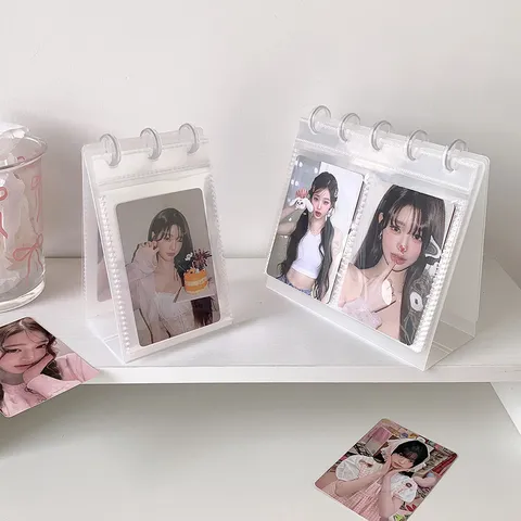 High Transparent PP Desktop Photo Album Ins Style 3 Inch Instax Photocard Collect Book Minimalist Standing Storage Rack Table Decor