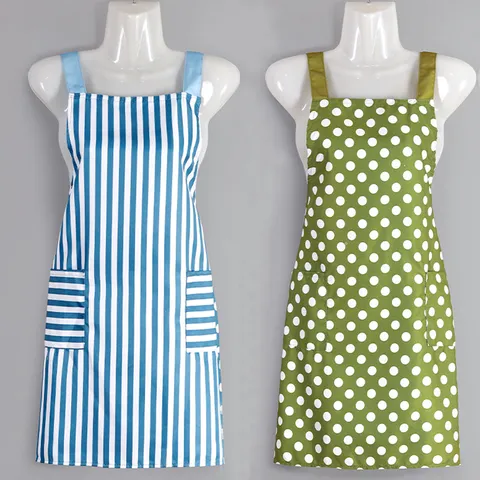 Tablier De Cuisine En Coton Minimaliste Nordique Imperméable Anti-Huile Rayé À Pois Avec Poches Pour Femmes Adultes