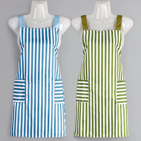 Tablier De Cuisine En Coton Minimaliste Nordique Imperméable Anti-Huile Rayé À Pois Avec Poches Pour Femmes Adultes