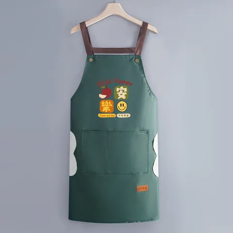 Grembiule da Cucina Impermeabile e Resistente all'Olio per Donna Uomo PVC Stampa Cartoon con Tasca e Asciugamani