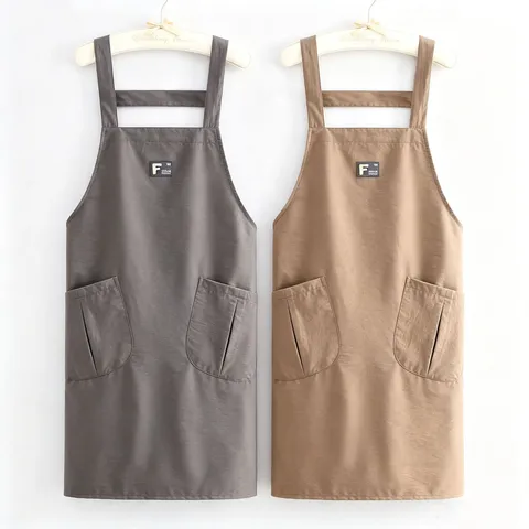 Tessuto di Cotone Grembiule da Cucina Moderno Minimalista Tinta Unita Design con Tasca Cinturino Regolabile Grembiule da Cucina per Donne Casa