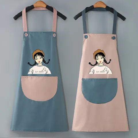 Grembiule Impermeabile Per Cucina Casa Ristorante Lavoro Unghie Unisex Poliestere Cartone Animato Tasca Carina Grembiule Con Pettorina Regolabile