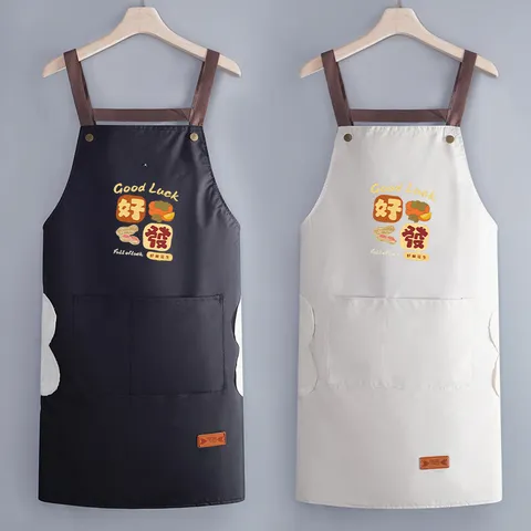 Grembiule da Cucina Impermeabile e Anti-Olio con Tasche Asciugamani Stampa Cartoon Moda Coreana Grembiule da Cucina per Donne