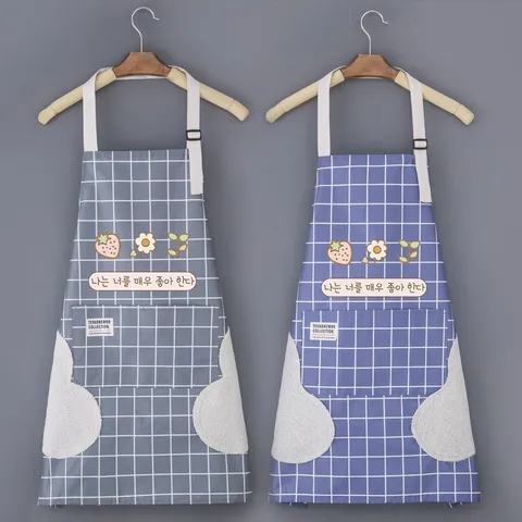 Grembiule da Cucina Impermeabile Per Donna Cucina Casalinga Asciugamano Pulibile Carino Fragola A Quadri Grembiule da Chef