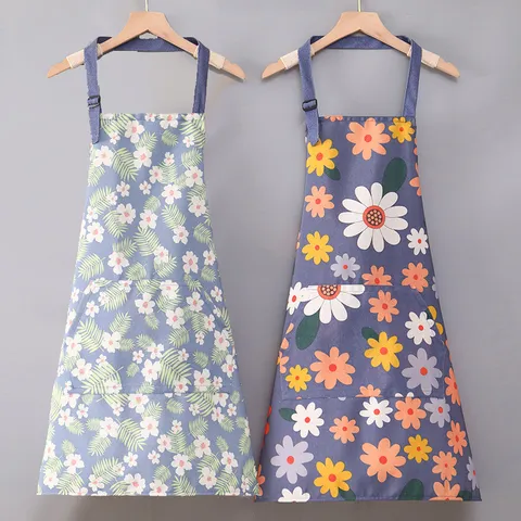 Canvas Kitchen Apron For Women Men Waterproof Stain Resistant Bib Apron With Pockets Adjustable Neck Strap