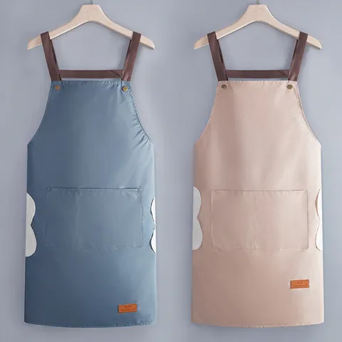 Grembiule da Cucina Impermeabile Anti-Olio PVC con Tasche e Asciugamano per Cottura Casa