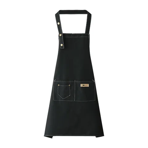 Delantal de Cocina de Lona Mezcla de Algodón Antiincrustante Delantal de Chef Bolsillos Correa Ajustable Delantal de Trabajo para Cocinar