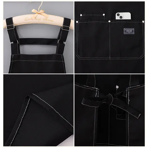 Grembiule in Tela Adulto Unisex Cucina Cottura Grembiule da Lavoro Con Tasche Spallacci Regolabili Grembiule da Chef Antimacchia